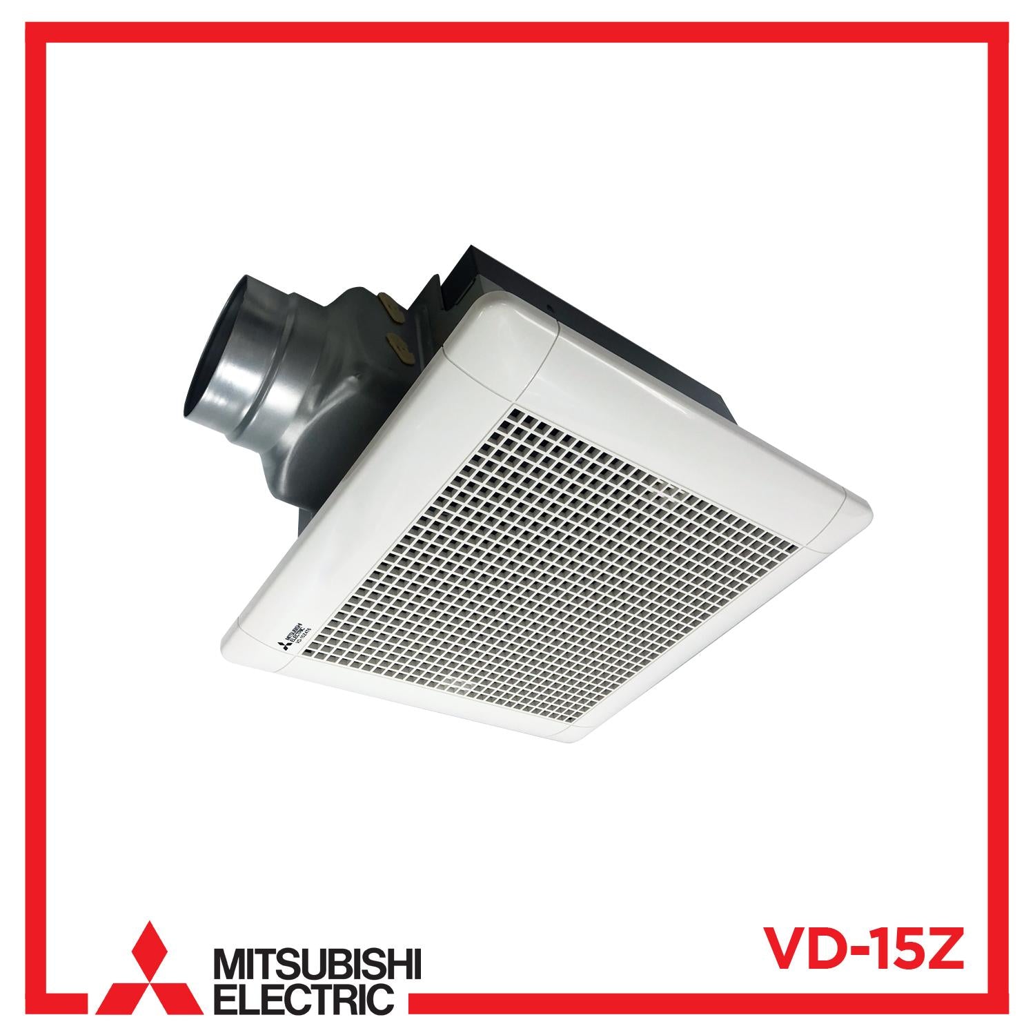 Mitsubishi VD-15Z 4T3 Ducted Exhaust Ventilation Fan with White Plastic Grille