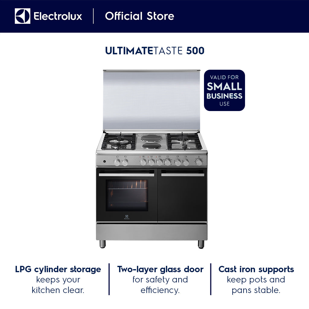 Electrolux EKM9425X 90cm Cooking Range with Mixed Hob and 62L Electric Oven