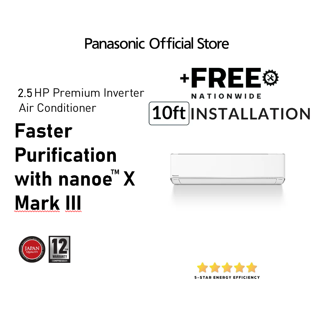 PanasonicCS-XU24AKQ2.5HPPremiumInverterAEROSERIESSingle-SplitTypeAircon