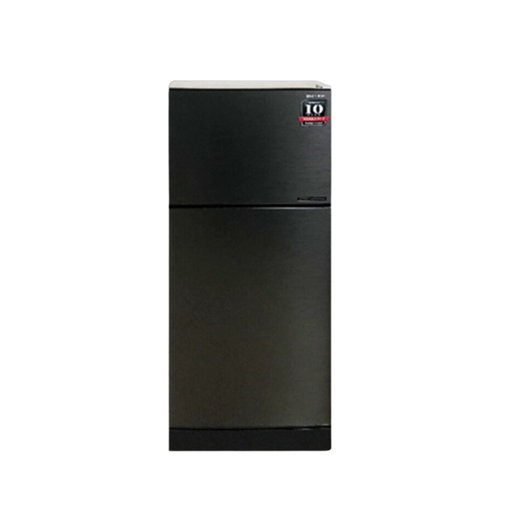 Black refrigerator on a white background