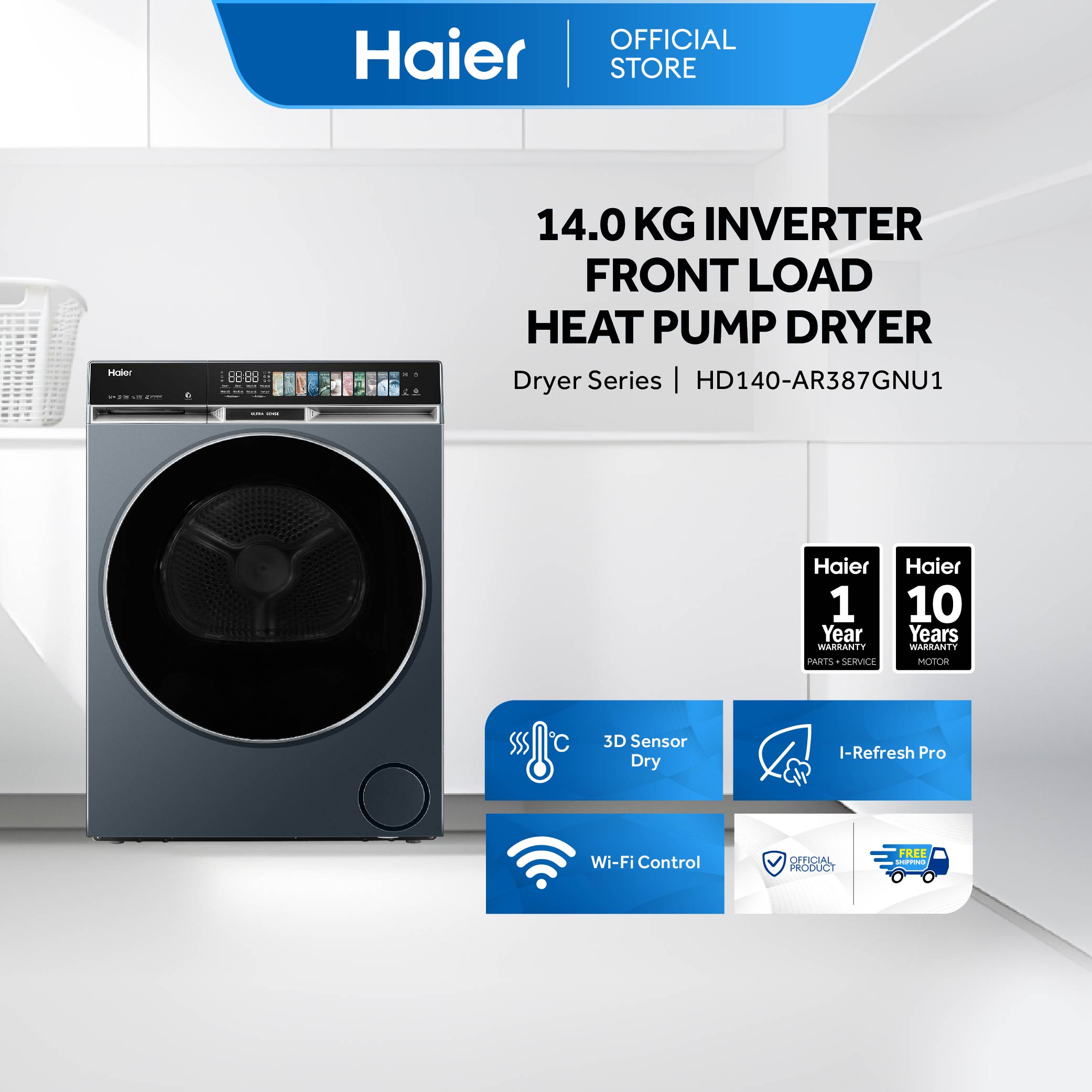 Haier HD140-AR387GNU1 Heat Pump Dry Front Load Dryer