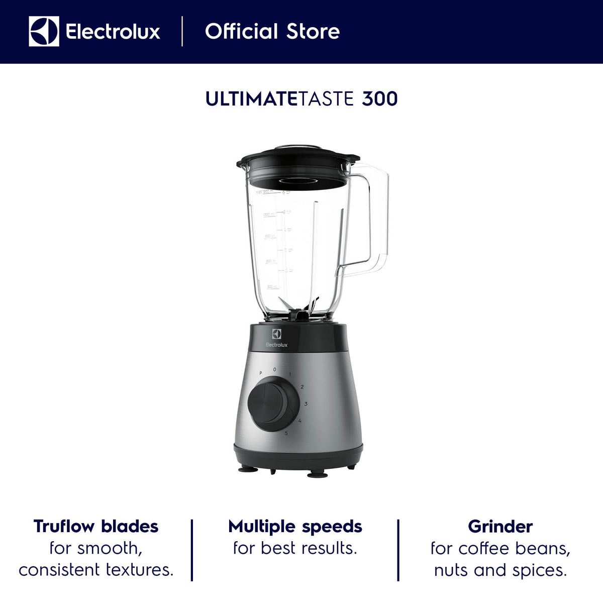 Electrolux E3TB1-611S 450 watt Ultimate Taste 300 Blender with 5 speeds