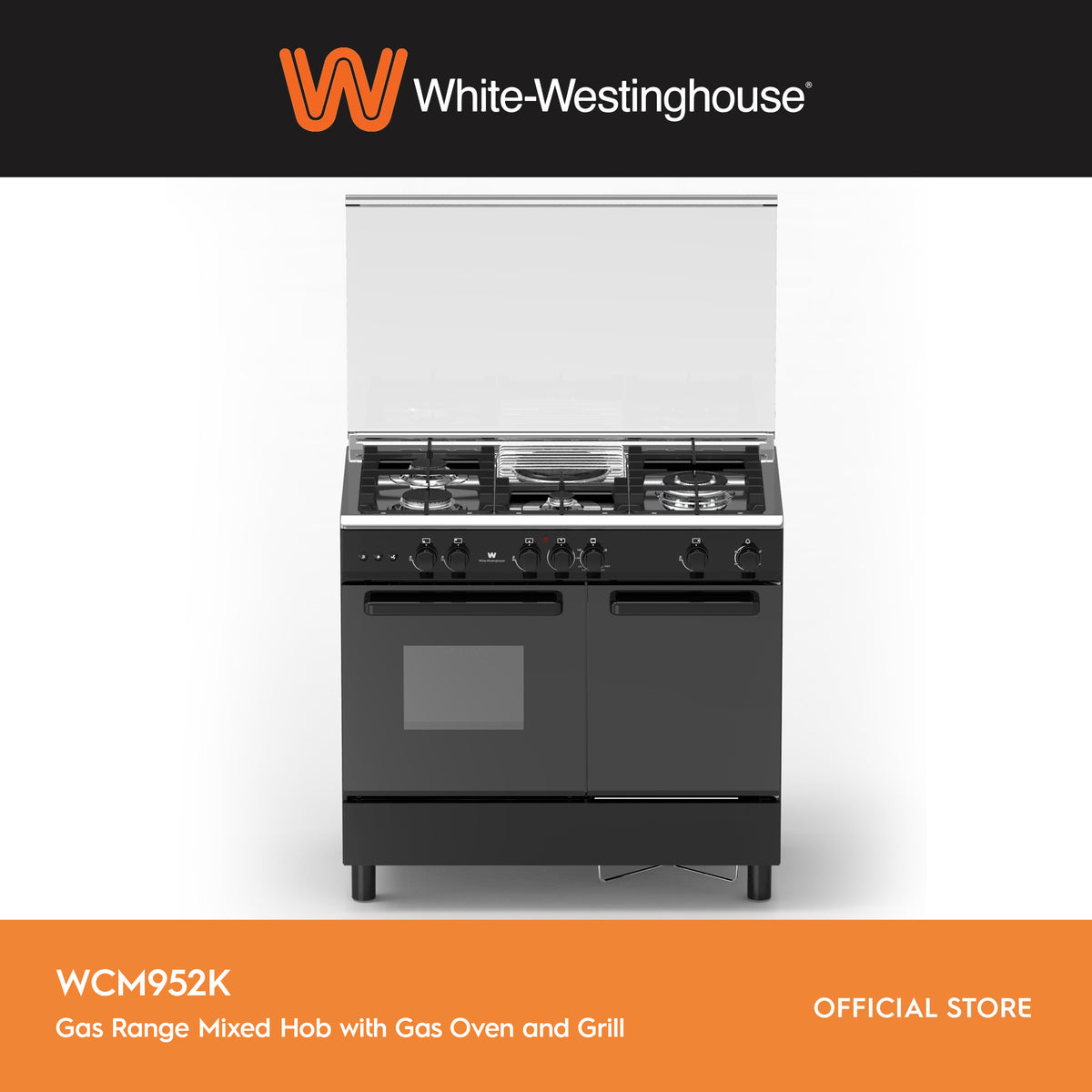 White Westinghouse WCM952K 90cm.Gas Range Mixed Hob with Gas Oven and Grill