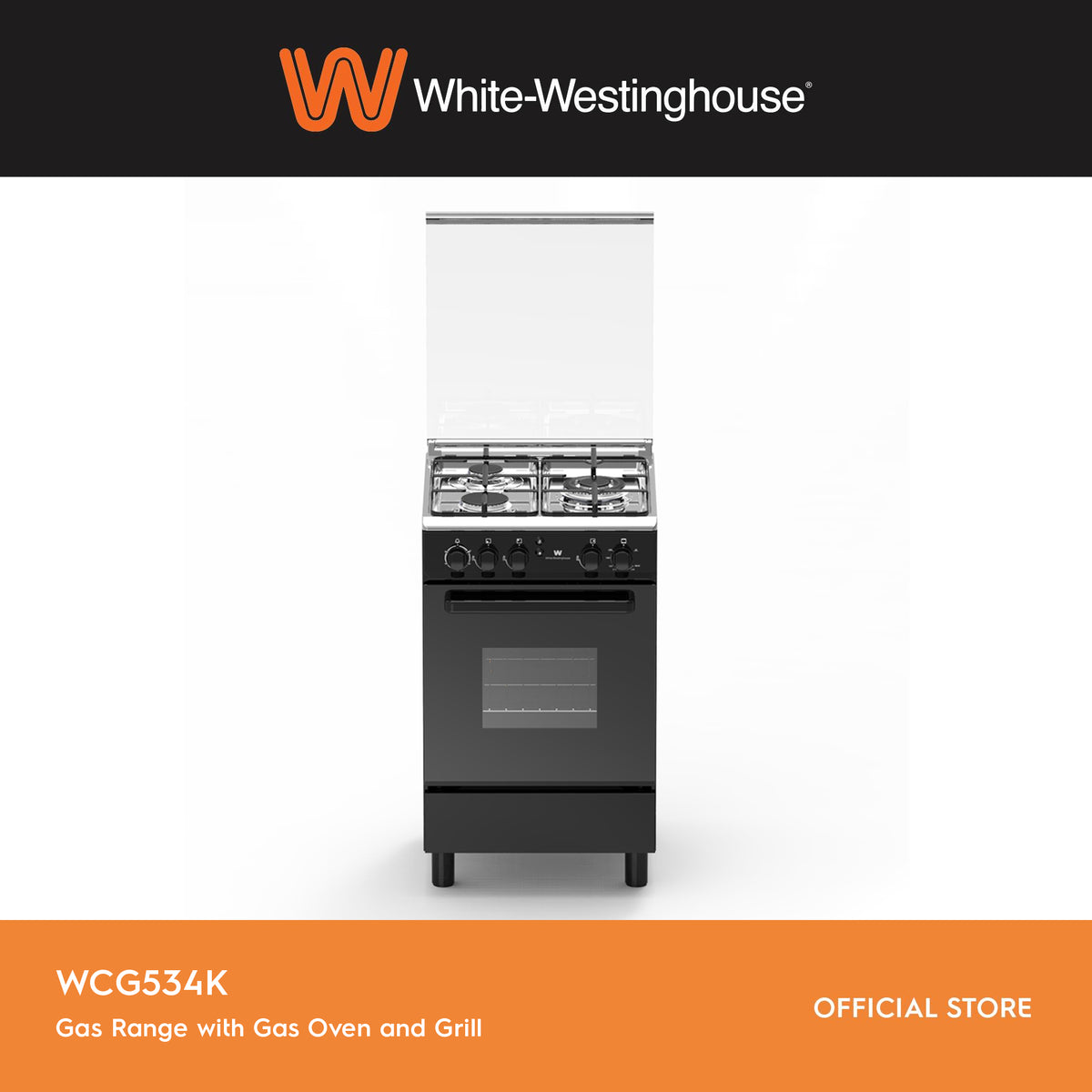 White Westinghouse WCG534K Gas Range with Gas Oven with Grill