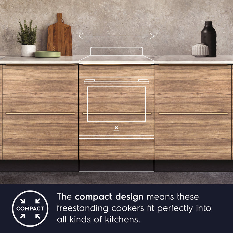 Electrolux EKM6312X 60cm 3 Gas Burner & 1 Electric Hot Plate and 80L Electric Oven, Cooking Range