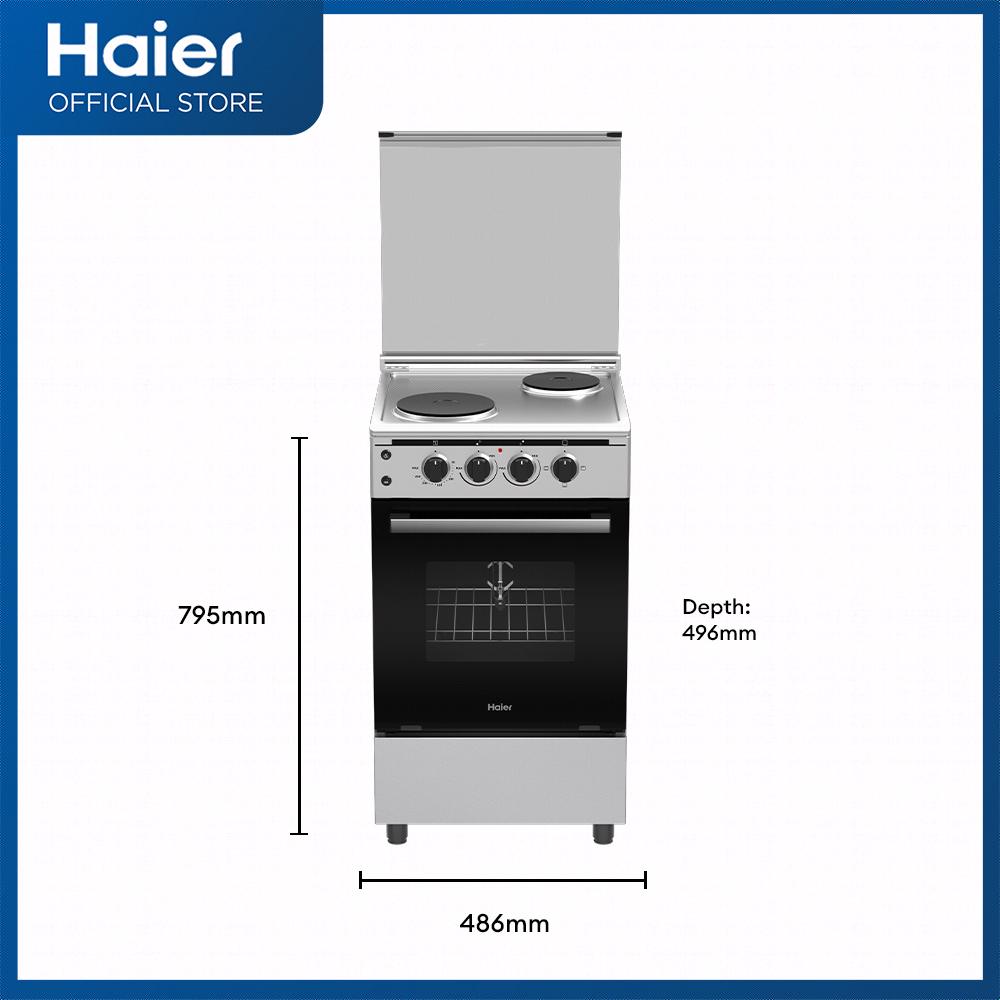 [NEW] Haier HFS-502E63EOSS 50 cm 2 Electric Plate with 63L Electric Oven Cooking Range  (Rotisserie & Electric Grill)