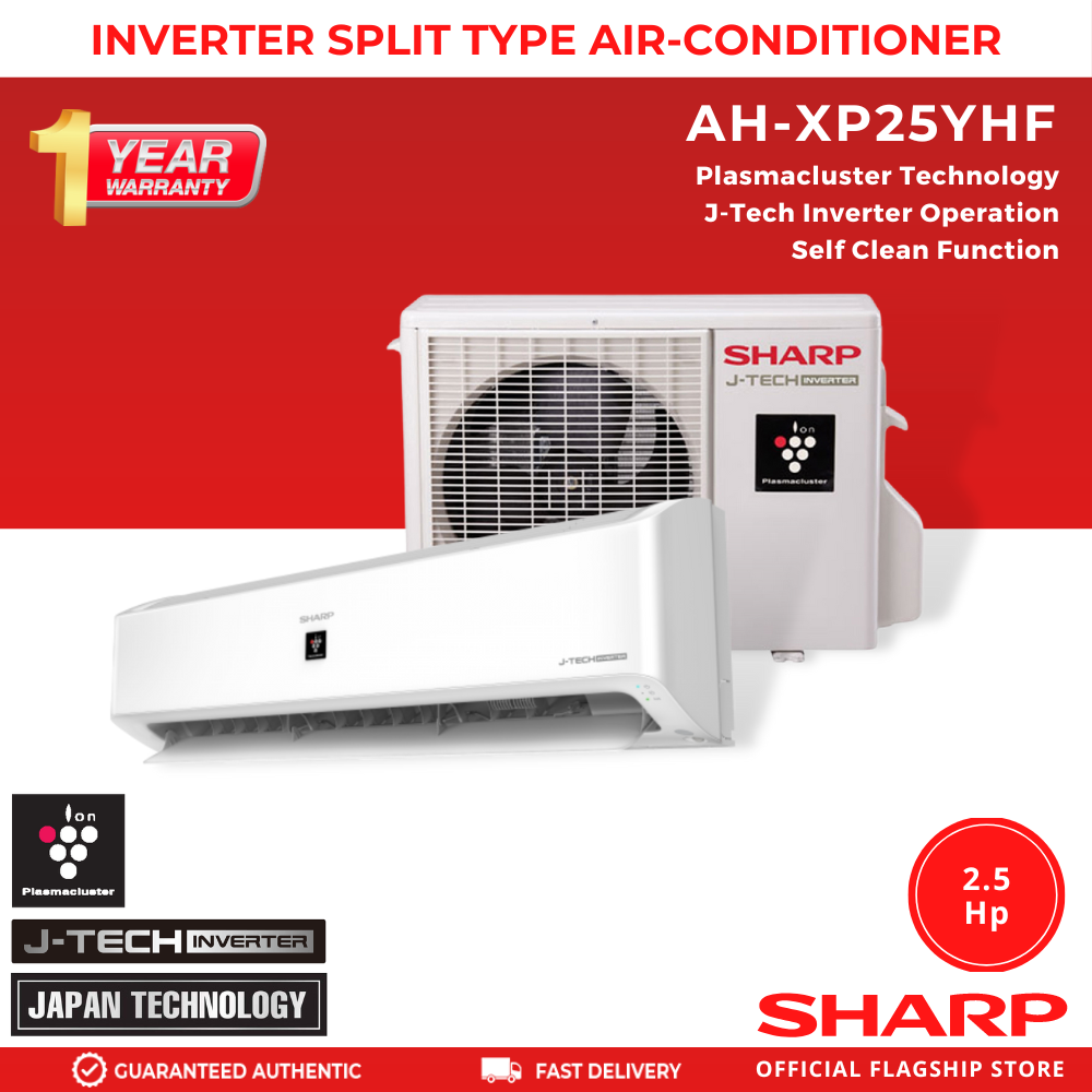 Sharp AH-XP25YHF 2.5 HP J-Tech Inverter Premium Split Type Air Conditioner