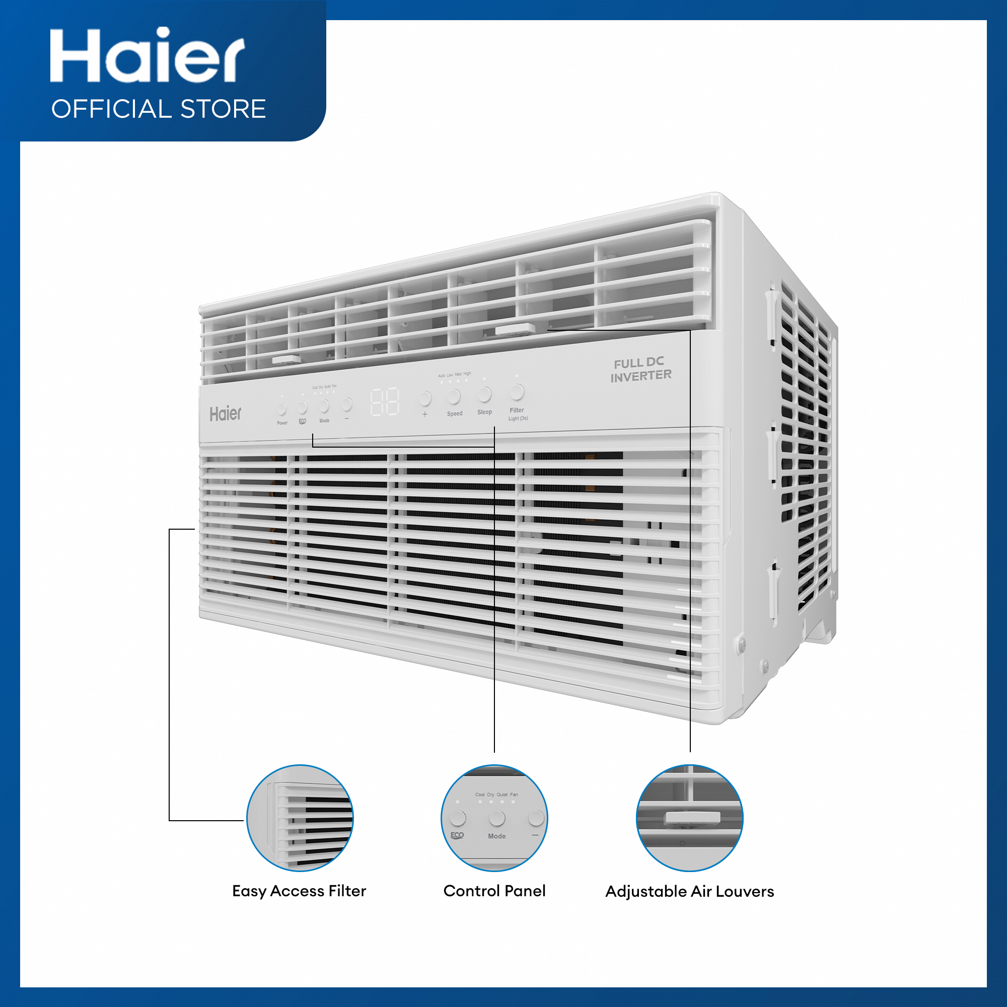 Haier HW-10EVQ35 1.0 HP Eco Cool Full DC Inverter Window Type Aircon w/ Remote | R32 Refrigerant | Eco Mode | 24hrs Timer | Filter Alarm | Blue Fin | 100% Copper Pipes