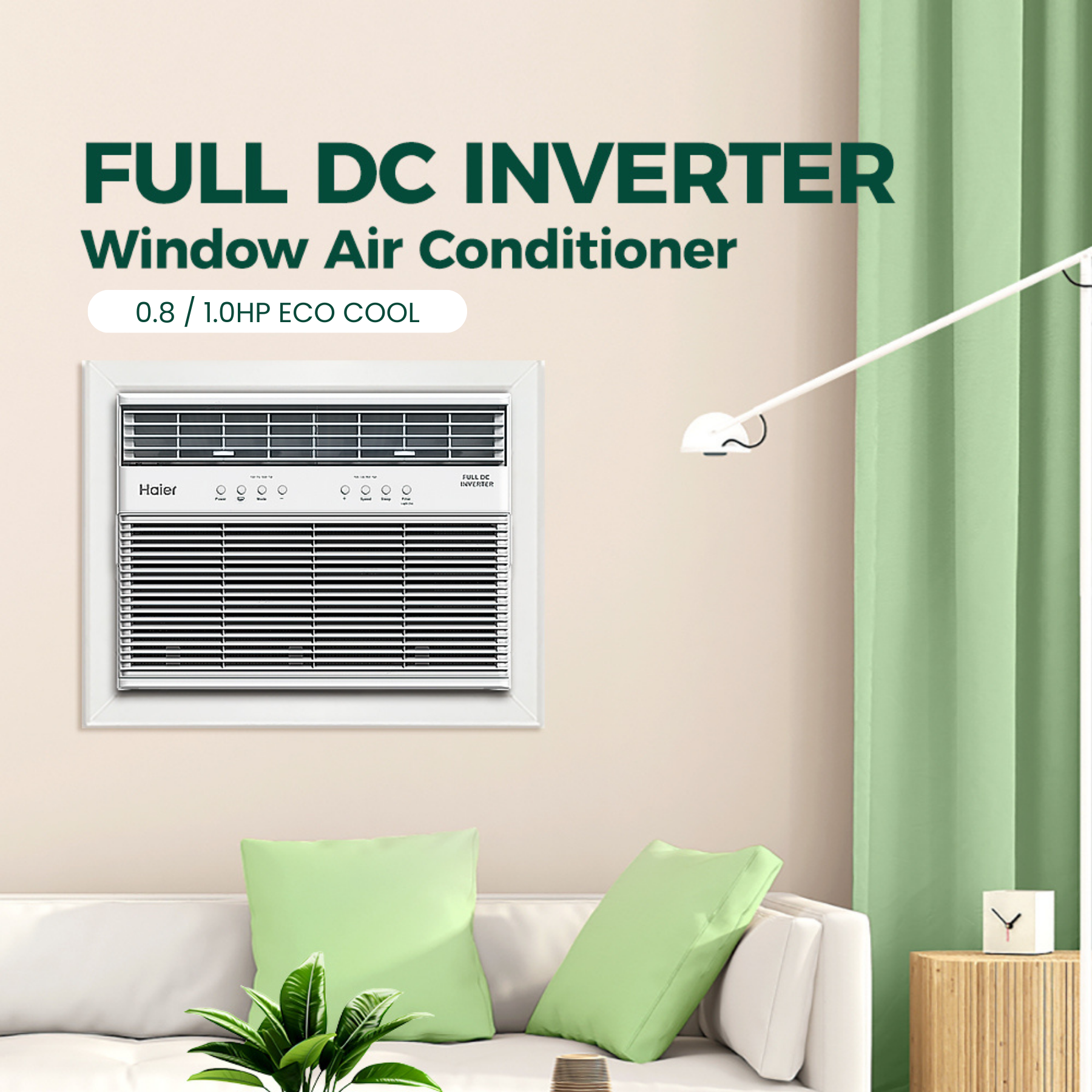 Haier HW-10EVQ35 1.0 HP Eco Cool Full DC Inverter Window Type Aircon w/ Remote | R32 Refrigerant | Eco Mode | 24hrs Timer | Filter Alarm | Blue Fin | 100% Copper Pipes