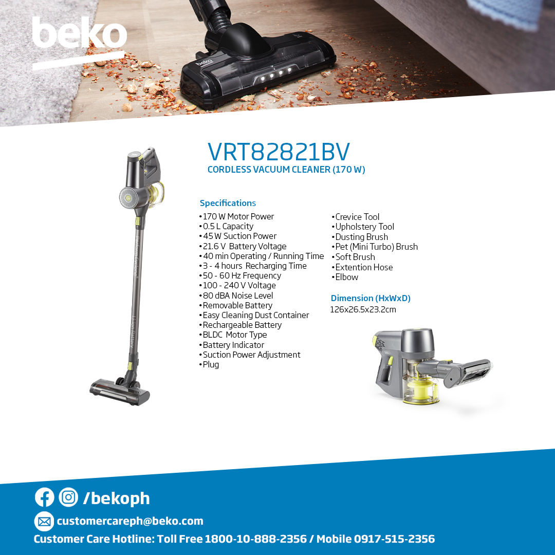 BekoBaglessCordlessVacuumCleaner150wVRT82821BV-5