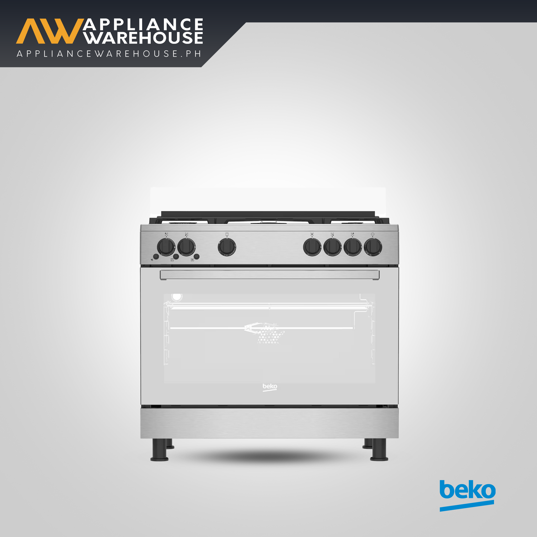 Beko 90cm Freestanding Gas Cooker – 4 Gas Burners + Wok