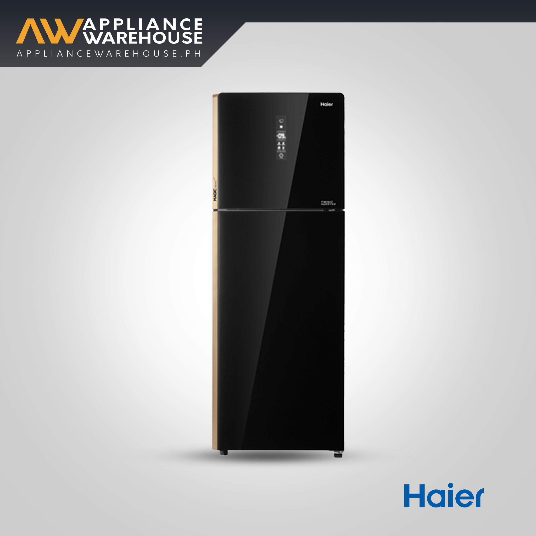 Haier 12.0 cu. ft. Twin Inverter No Frost Two-Door Refrigerator – Black Glass