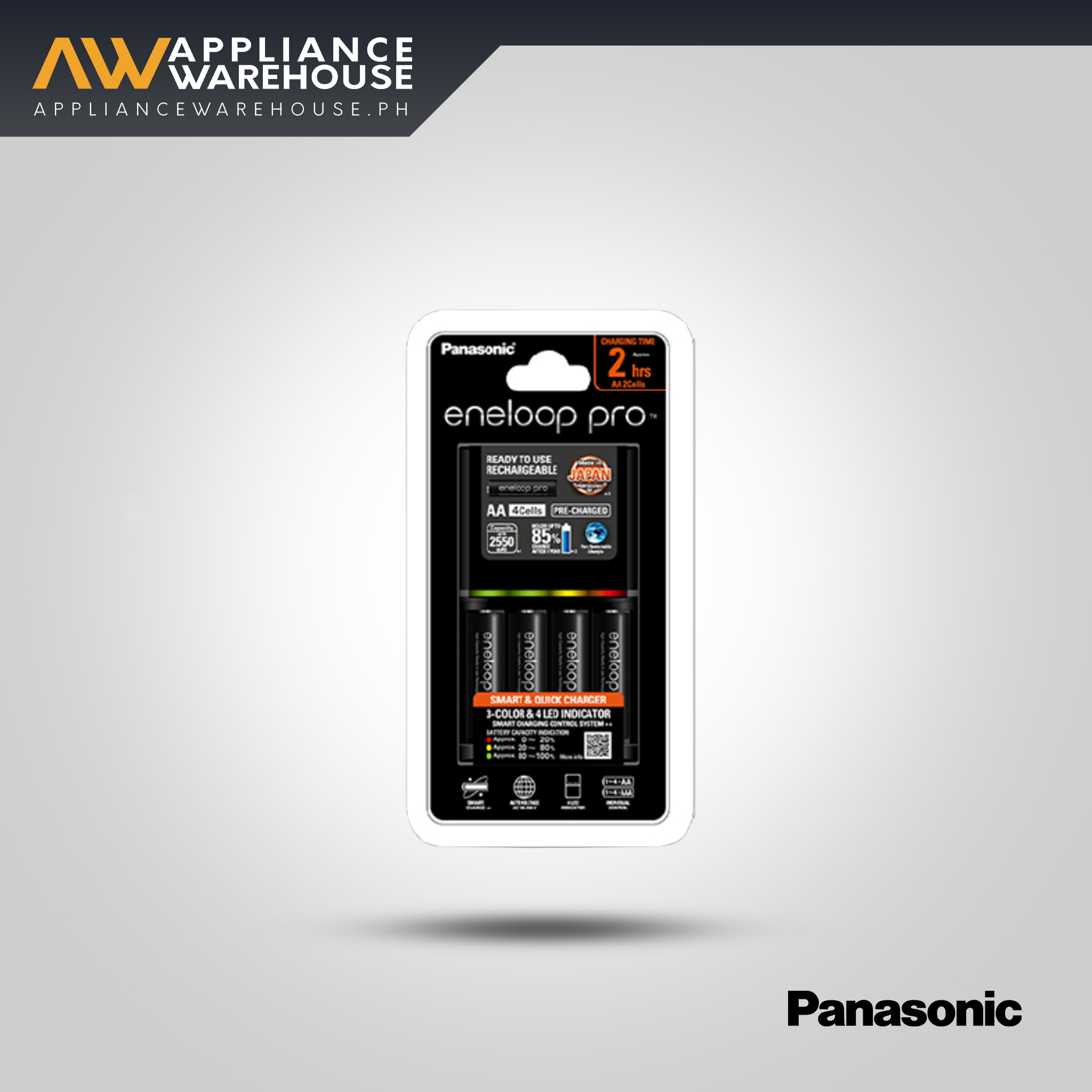 Panasonic K-KJ55HCC40T Quick Intelligent Charger + eneloop pro AA high drain 4 pcs Rechargeable Battery