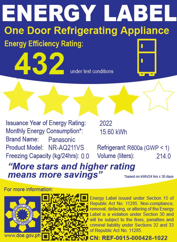 PanasonicNR-AQ211VS7.6cu.ft.1DoorDirectCoolInverterRefrigeratorwithEconaviSensors-2