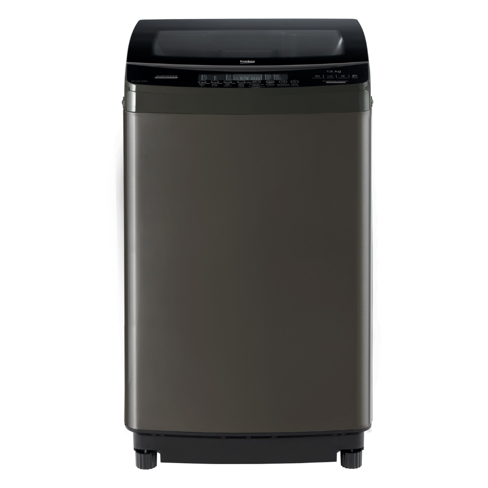 Black washing machine on a white background