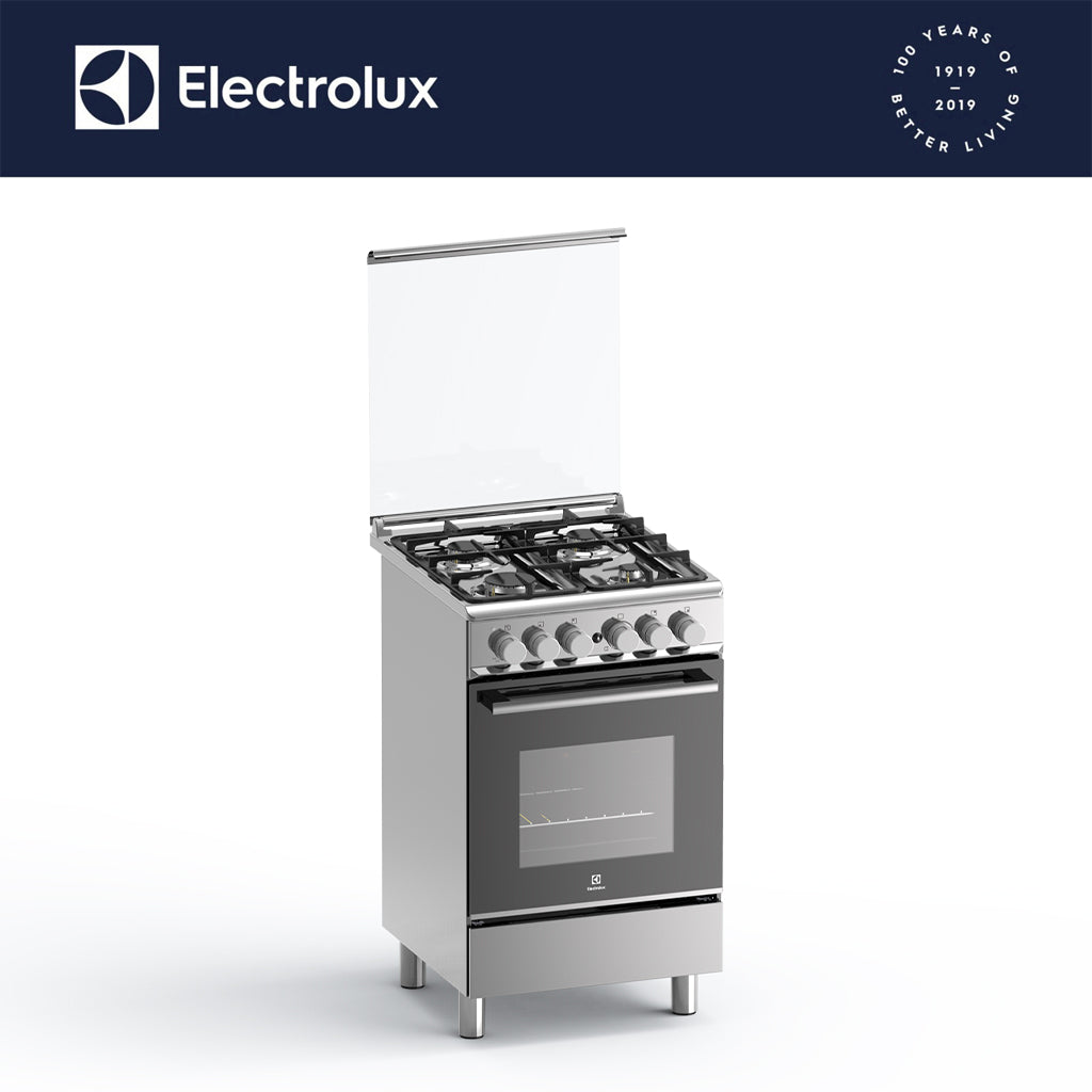 Electrolux EKG5402X 50cm, 4 Gas Burners, 62L Electric Oven with Grill and Rotisserie, Stainless Steel Cooking Range