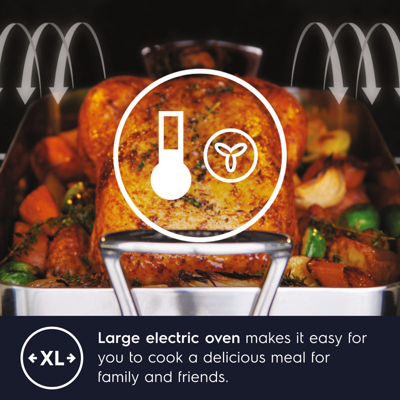 Electrolux EKM6312X 60cm 3 Gas Burner & 1 Electric Hot Plate and 80L Electric Oven, Cooking Range