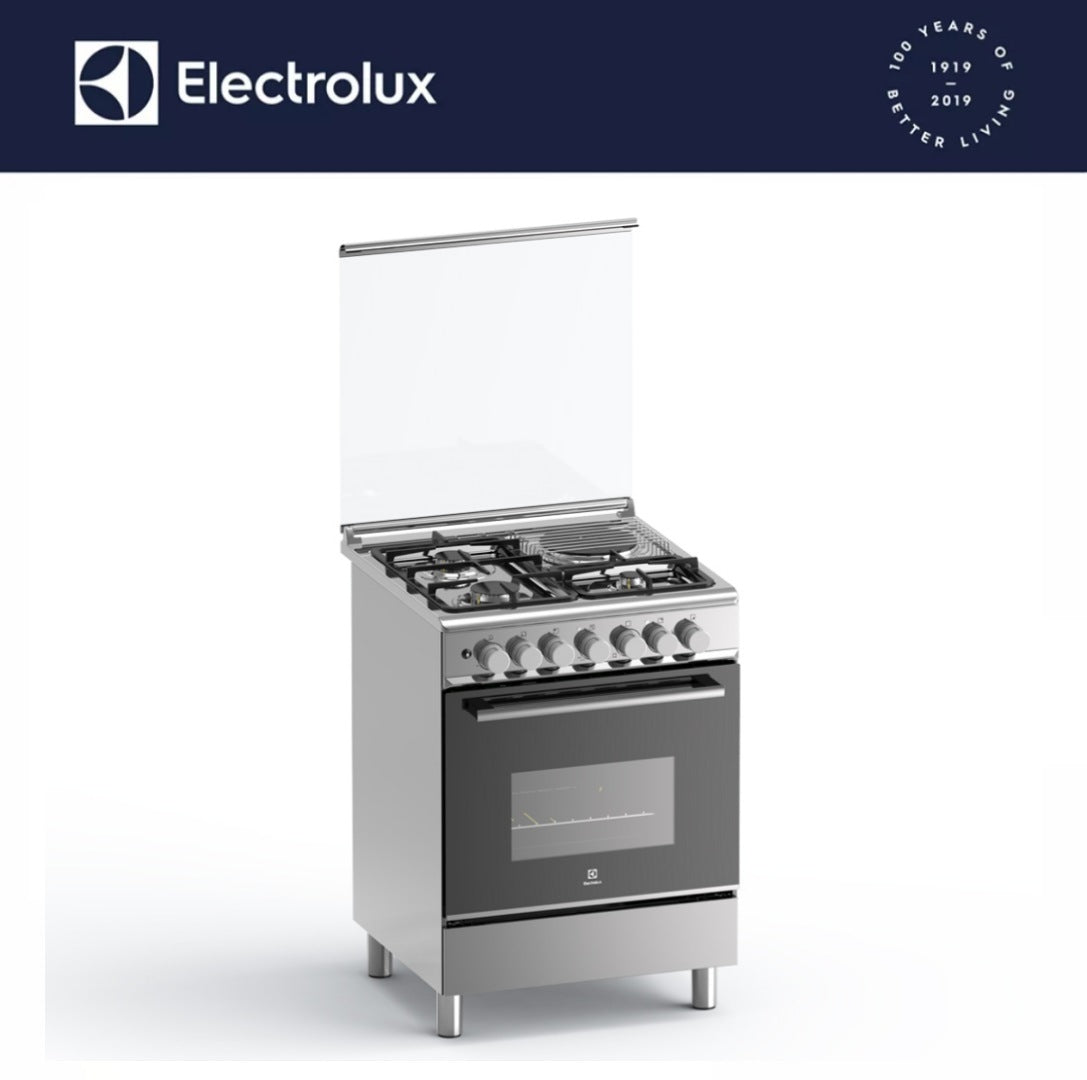 Electrolux EKM6312X 60cm 3 Gas Burner & 1 Electric Hot Plate and 80L Electric Oven, Cooking Range